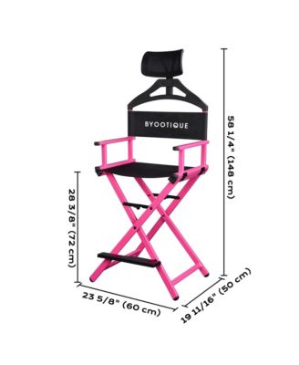 28" Height Tall Director Chair Folding Artist Makeup Head Rest Pink