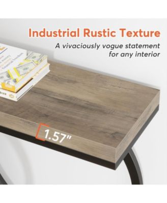 Industrial Console Table, 55 inch Wood Entryway Table Narrow Long Sofa Table, Rustic Accent Table