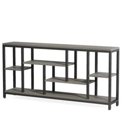 Wood 70.9-Inch Console Table with Storage Shelves and 3-Tier Frame