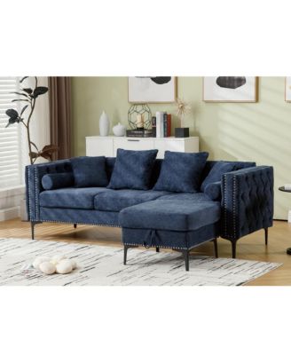 Chenille L-Sectional Sofa with Storage Ottoman
