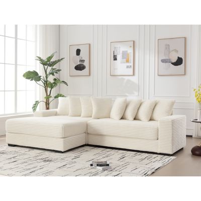 Oversized L-Shaped Modular Couch with Armrests, Throw Pillows