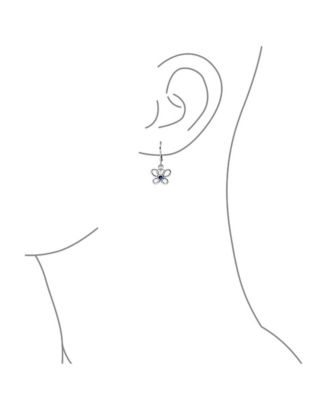 Marquise Baguette CZ Cubic Zirconia 3D Garden Fluttering Butterfly Stud Earrings .925 Sterling Silver