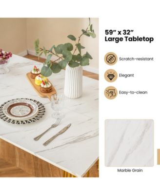 4 Piece Dining Table Set with Bench and 2 Stools-White