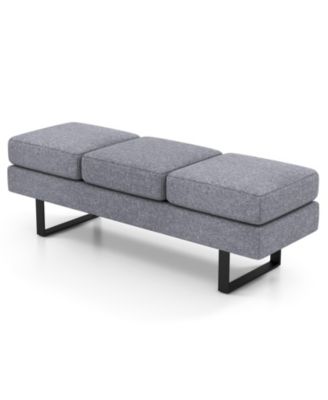 Waiting Room Bench Seating Long Bench with Metal Frame Leg-Gray