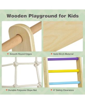 Indoor Playground Climbing Gym Wooden 8-in-1 Climber Playset for Children-Multicolor
