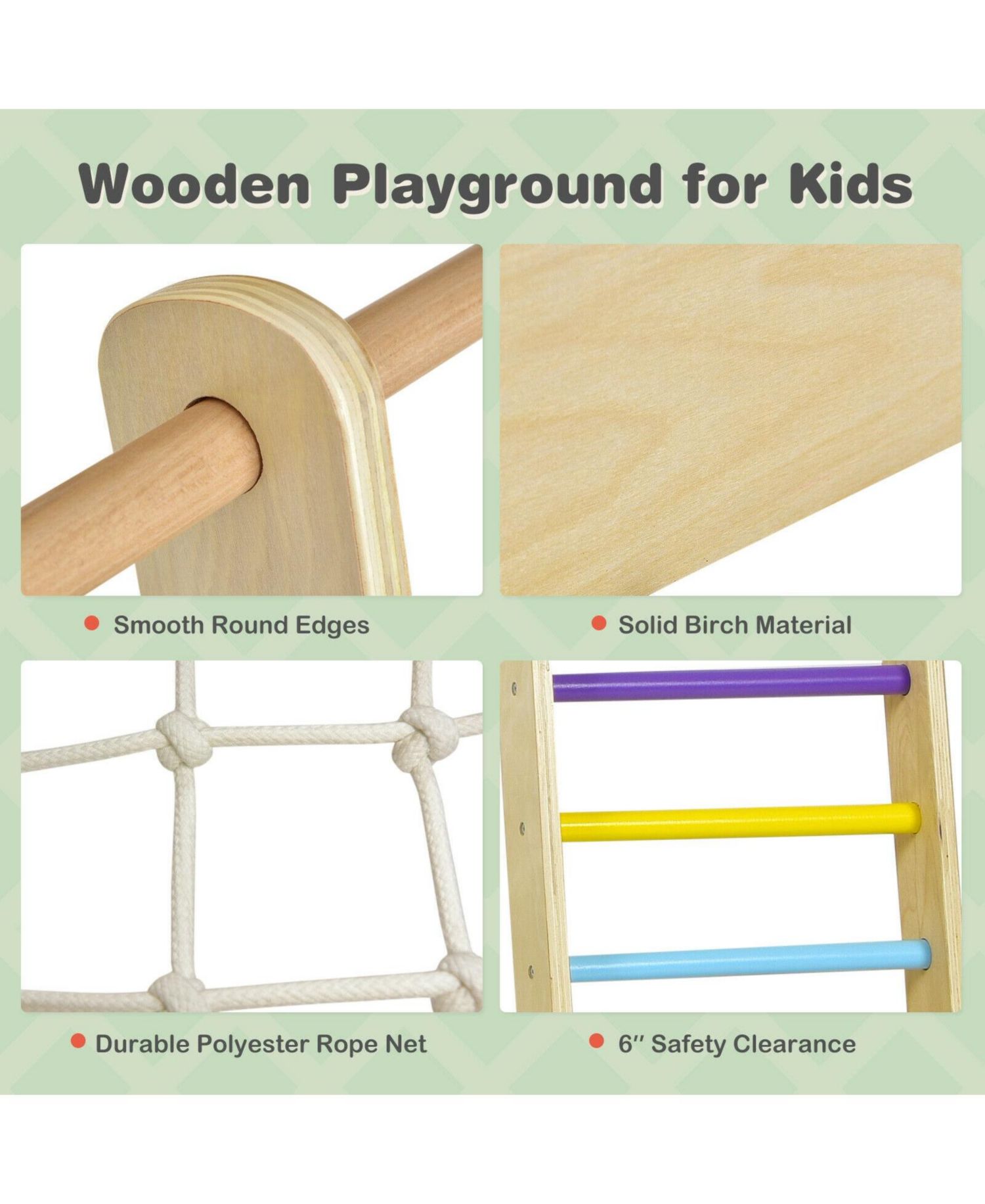 8-in-1 Wooden Climbing Gym Playset