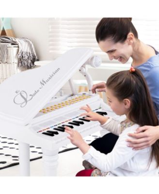 31 Keys Kids Piano Keyboard with Stool and Piano Lid-White