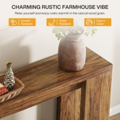 70.9-Inch Long Console Table, Farmhouse Wooden Entryway Sofa Table Behind Couch, Narrow Entry Console