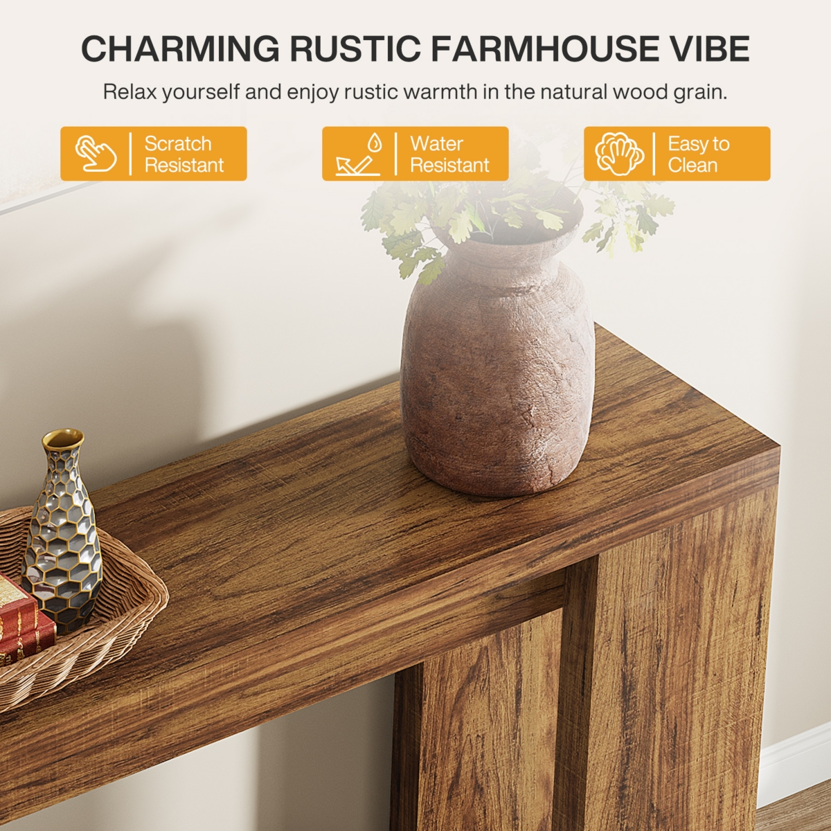 Tribesigns 70.9-Inch Long Console Table, Farmhouse Wooden Entryway Sofa Table Behind Couch, Narrow Entry Console