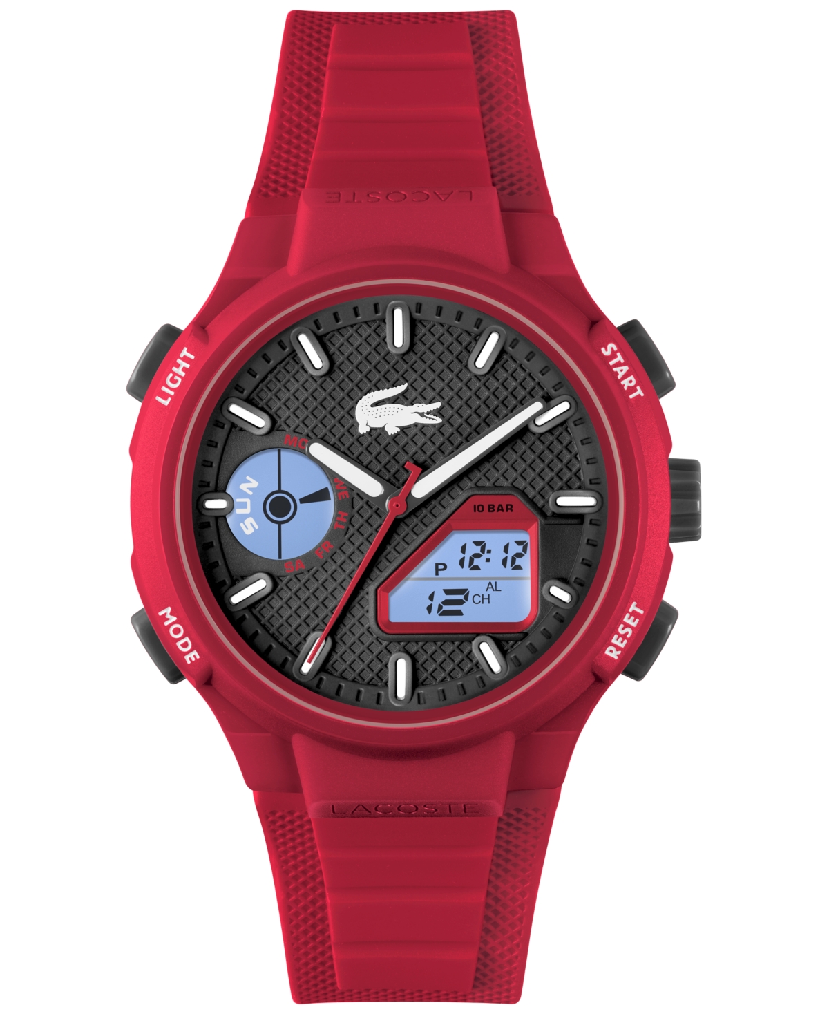 Lacoste Men's Lc33 Red Silicone Strap Watch 45mm In Red