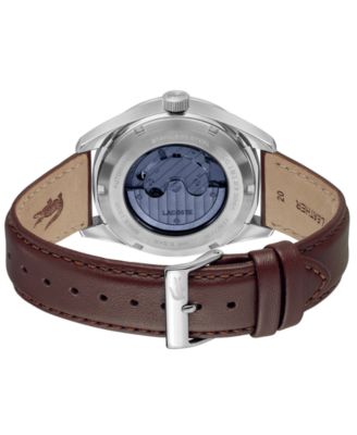 Men's Boston Automatique Brown Leather Strap Watch 40mm