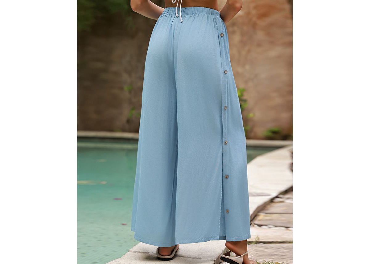 Cupshe Women's Chambray Tassel Tie Pants -pastel blue