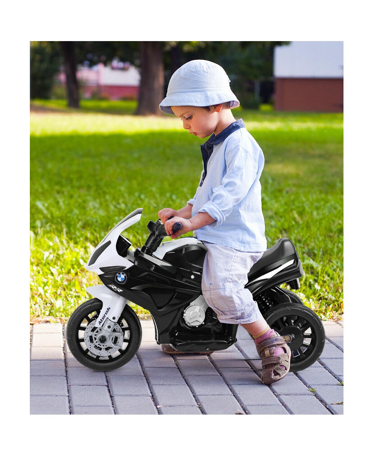 Gymax Kids Ride On Motorcycle Bmw Licensed 6V Electric 3 Wheels Bicycle w/ Music&Light Red - White+black