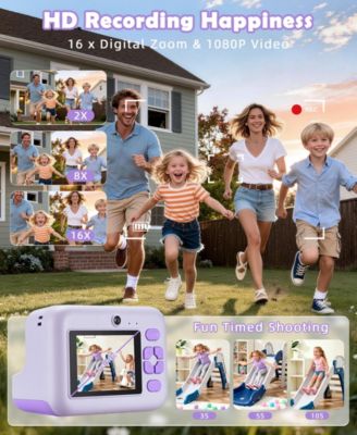 Kids Instant Print Camera 48MP with 16X Digital Zoom, 1080P HD Video, Bluetooth, Dual Lens, 2.4" Screen - Includes 32GB SD Card & 3 Print Rolls
