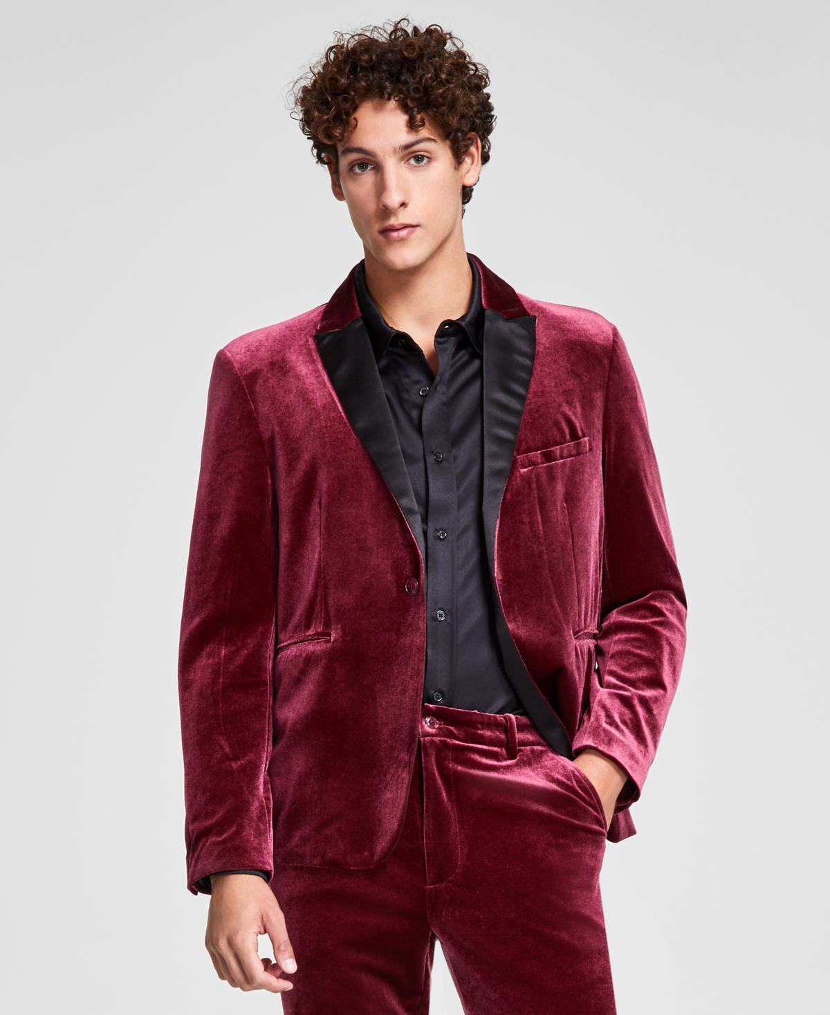 Tinsel Men's Regular-Fit Velvet Suit Jacket