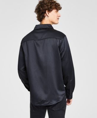 Мужская атласная рубашка с длинным рукавом на пуговицах спереди Tinsel Tinsel