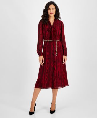Michael Kors - Women's Moire Belted Midi Dress
