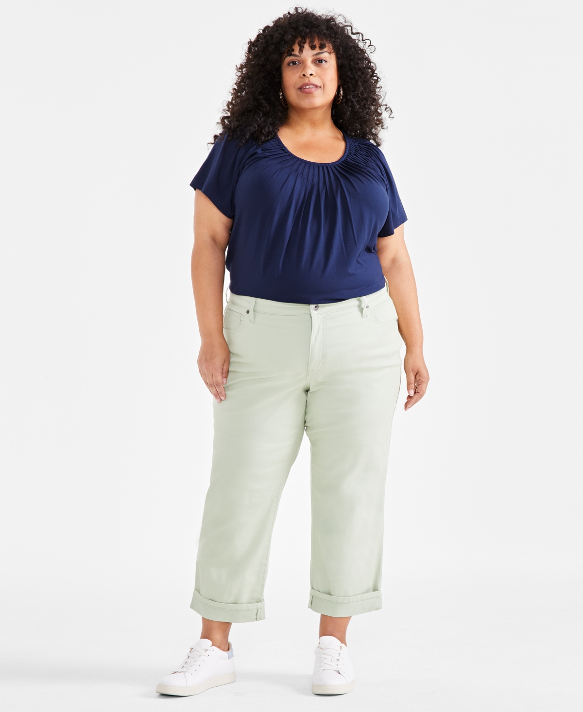 Plus Size Curvy Roll-Cuff Capri Jeans, Created for Macy's - Louisiana