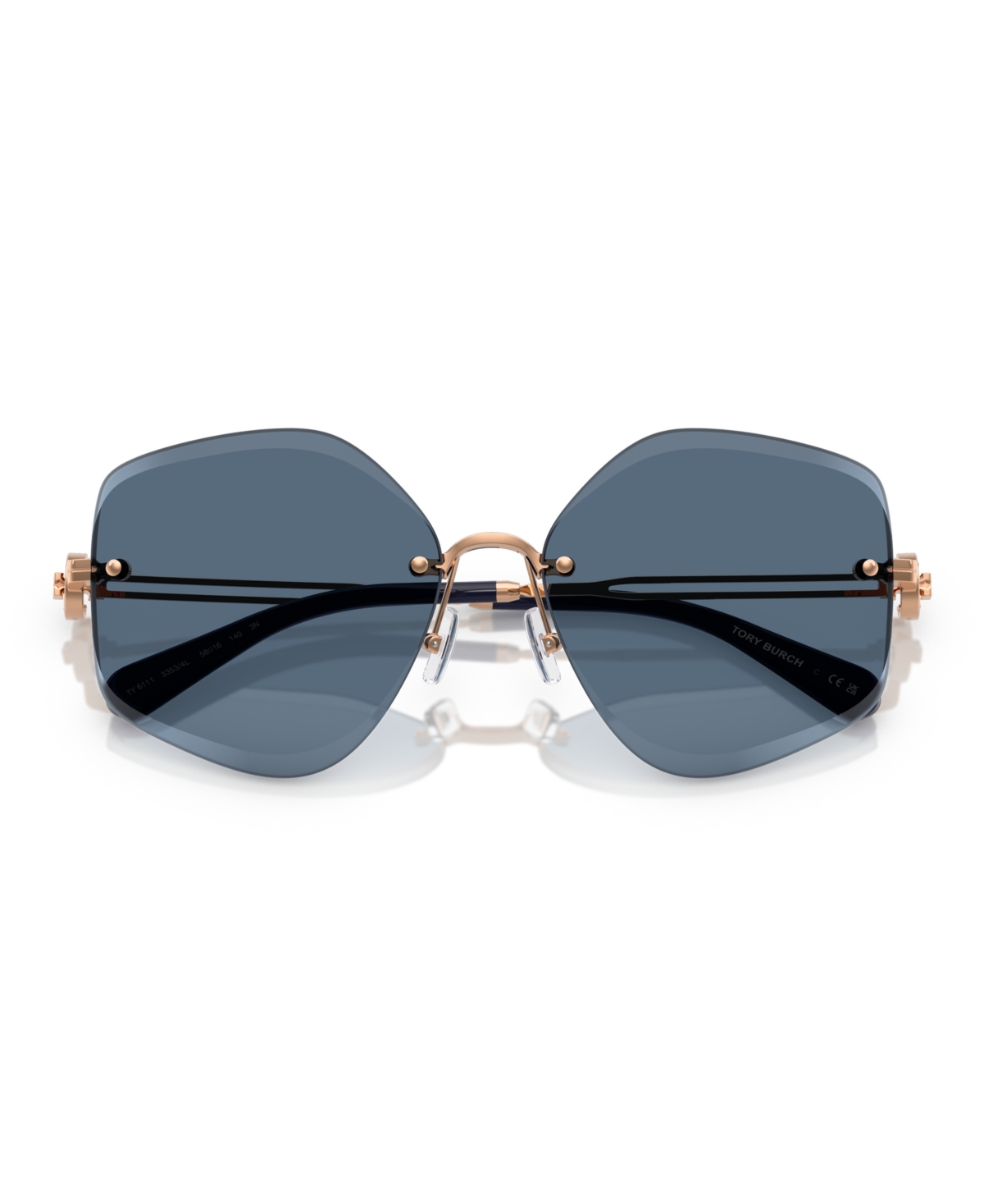 Tory Burch Geometric-frame Sunglasses In Shiny Rose Gold