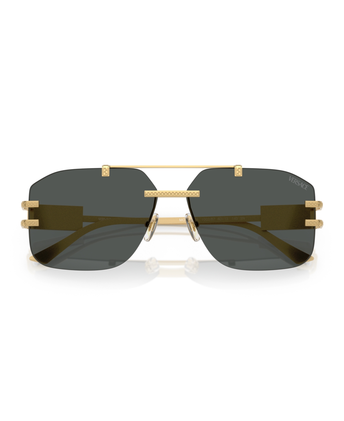 Versace 60mm Rectangular Sunglasses In Dark Grey,gold