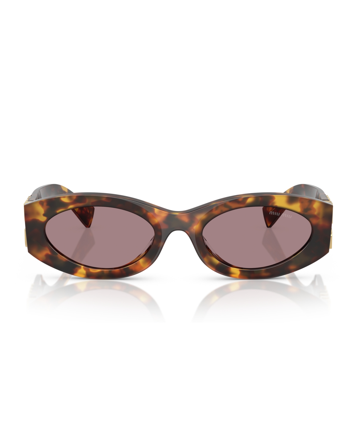 Miu Miu Logo Oval Acetate Sunglasses In Honey Havana