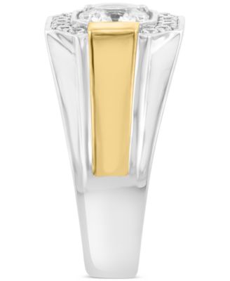 EFFY&reg; Men's Zircon Octagon Framed Ring (2-1/4 ct. t.w.) in Sterling Silver & 14k Gold-Plate