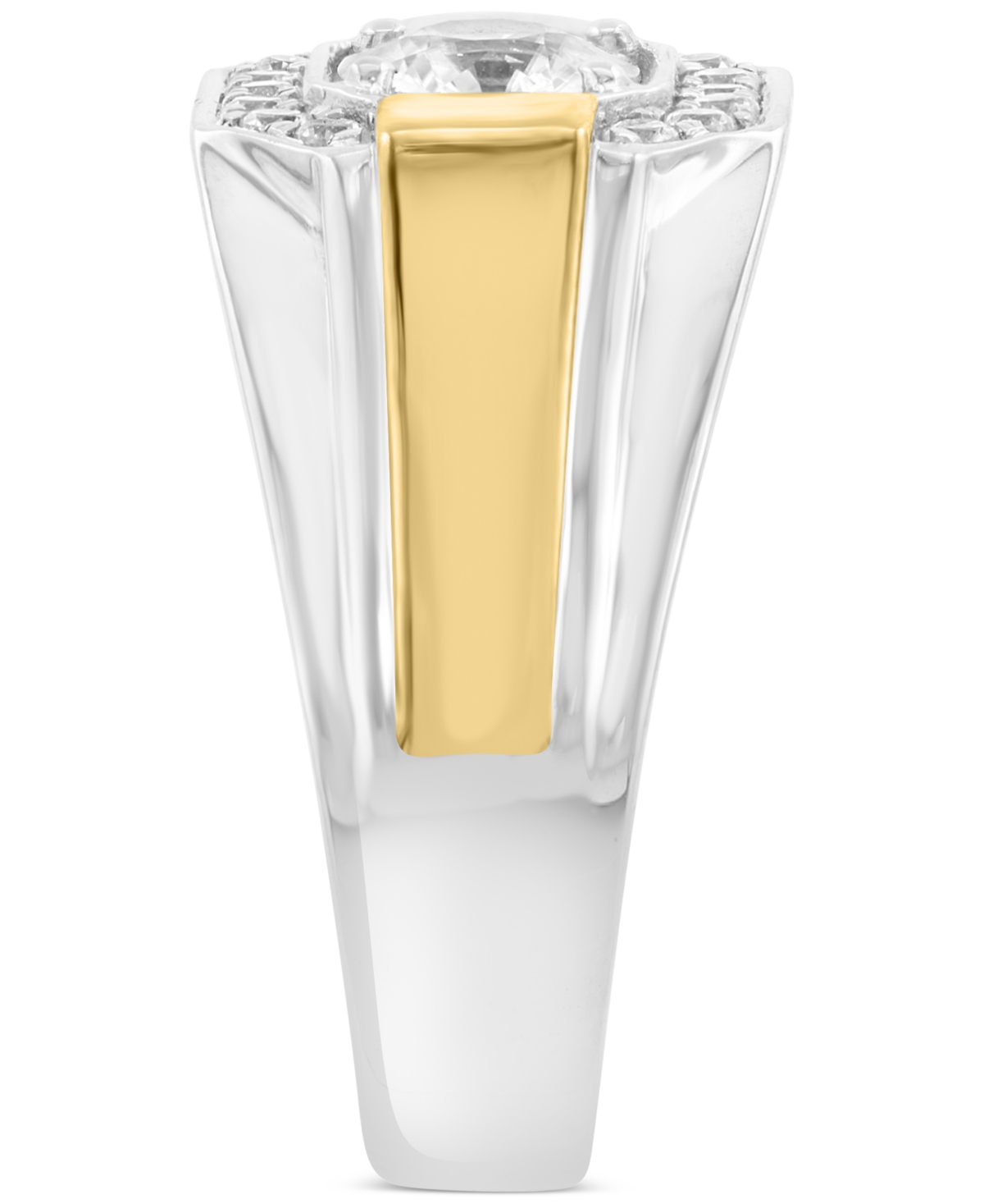 Effy Collection Effy Men's Zircon Octagon Framed Ring (2-1/4 Ct. T.w.) In Sterling Silver & 14k Gold-plate In Silver
