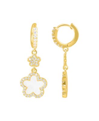 ADORNIA Gold Cubic Zirconia White Clover Earrings 4490₽
