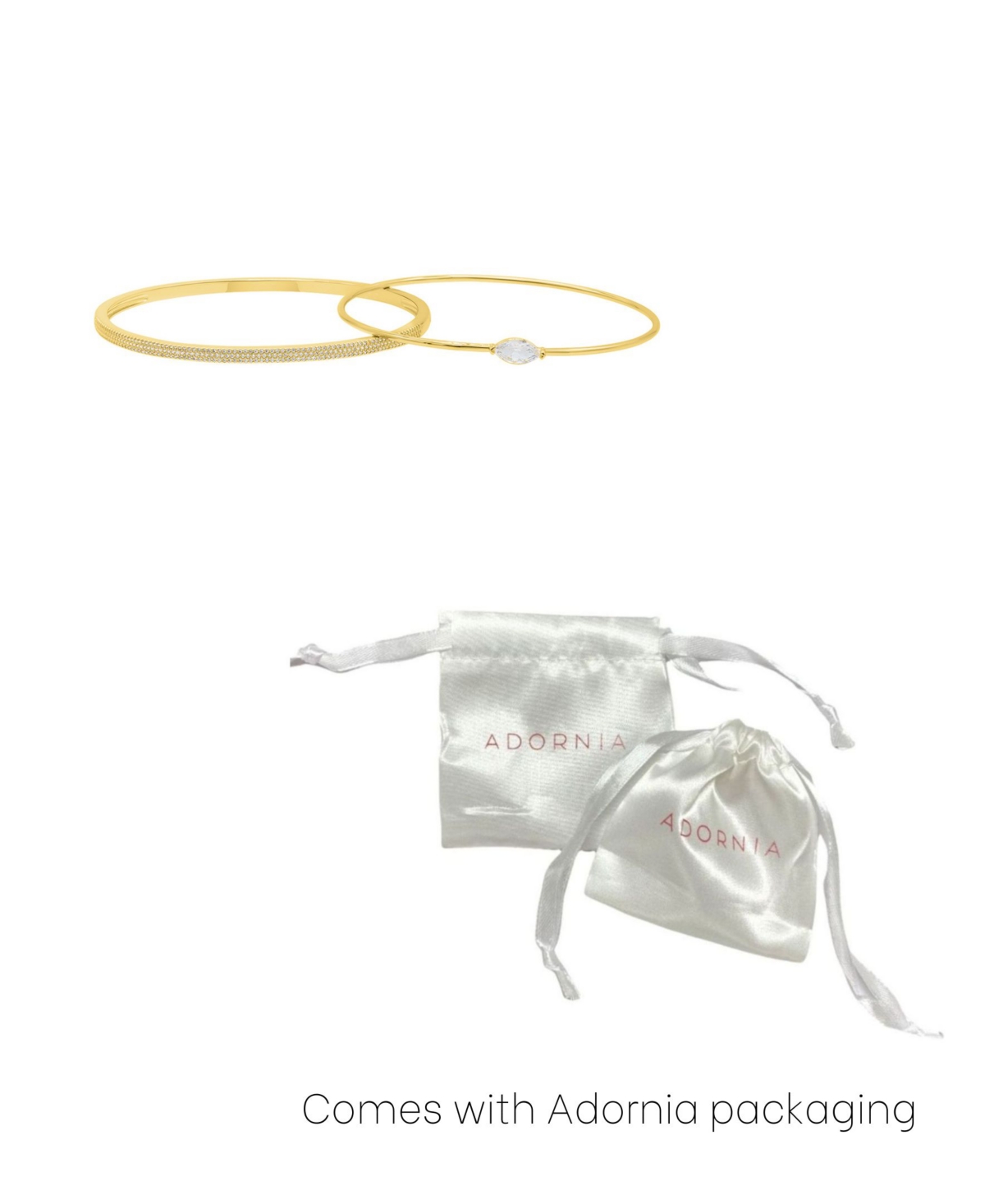 Adornia Gold Marquis And Pave Stacking Bangle Bracelet Set In Gold