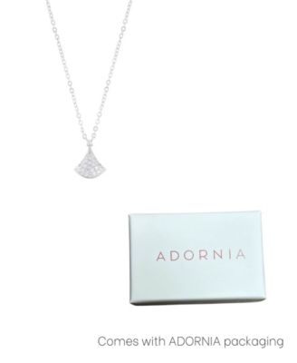 ADORNIA Silver Adjustable Cubic Zirconia Pave Leaf Pendant Necklace 4490₽