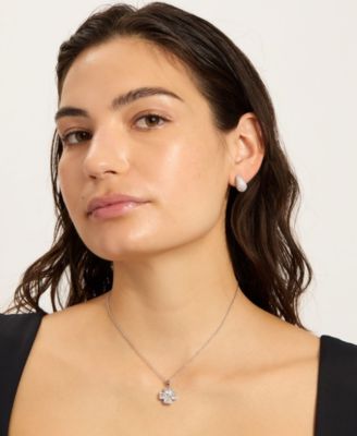 Adjustable Clear Crystal Heart Clover Necklace