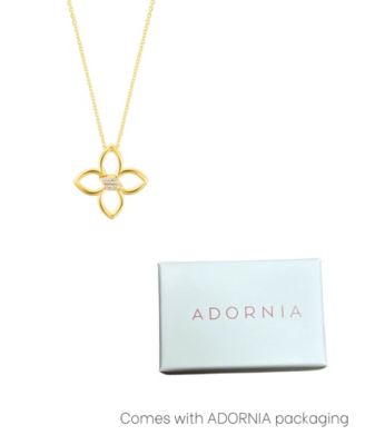 ADORNIA Adjustable Cubic Zirconia Outline Clover Necklace
