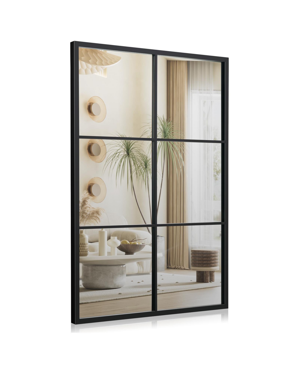 3-Layered Decorative Wall Mirror with Metal Frame for Dining Living Room - Black