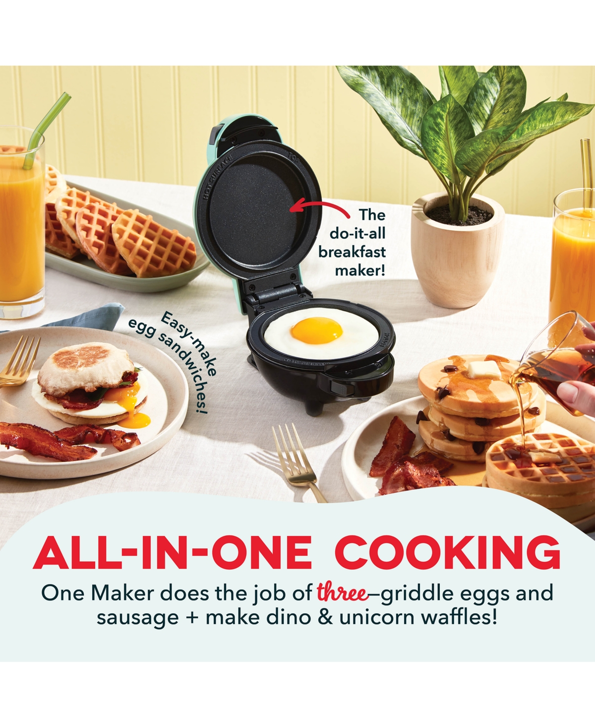 DASH MULTIMAKER WAFFLE & GRIDDLE MINI SYSTEM WITH REMOVABLE PLATES 