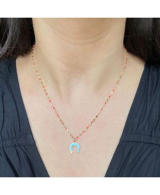 Turquoise Horseshoe Charm 14K Gold 12 millimeters