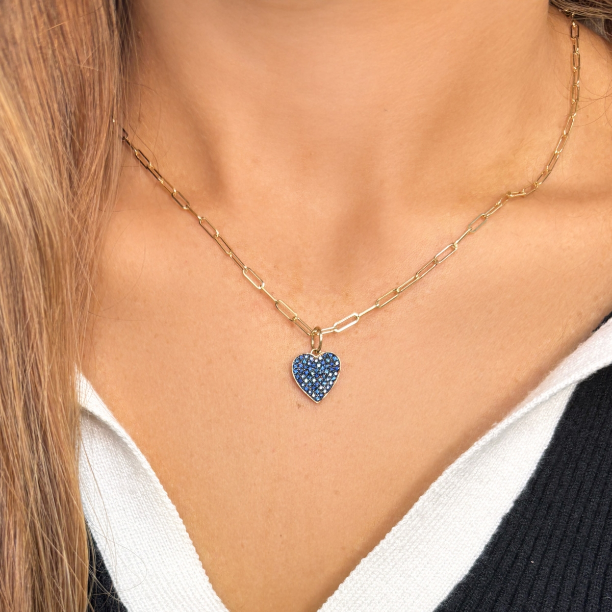 The LoverySapphire Heart Charm 14K Gold - Blue