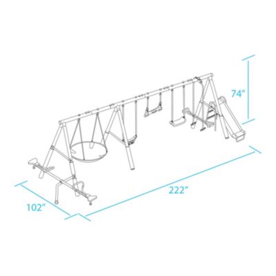 Fun All Mighty Swing Set w/See Saw, Super Disc, Swings, & Slide