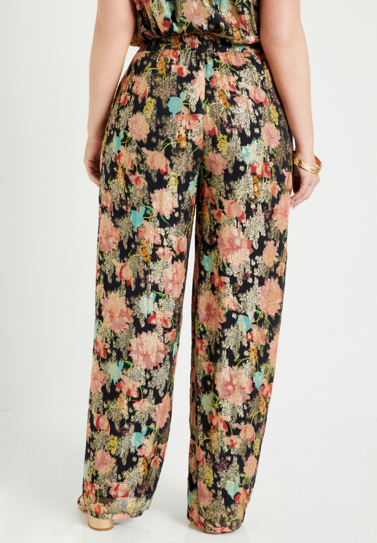 June + Vie Plus Size June + Vie Wide-Leg Printed Trousers