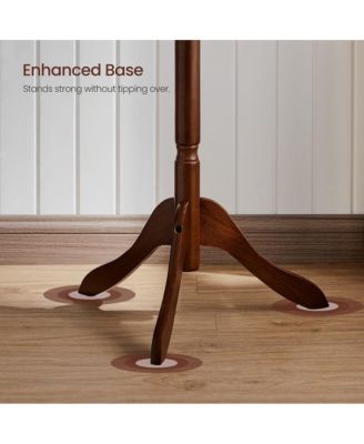 Coat Rack With 10 Hooks, Rubber Wood Coat Tree Free Standing, For Clothes, Hats, Handbags, Umbrella