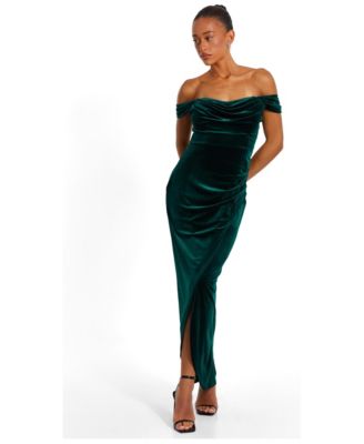 Women's Velvet Bardot Maxi Dress
