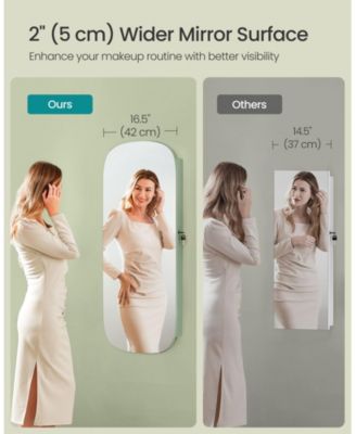 Wall/Door Mounted Jewelry Cabinet – Full-Length Mirror with Storage for Rings, Necklaces, and Accessories