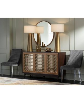 Karen Modern Table Lamp 36" Tall Dark Gold Glass Off White Fabric Drum Shade for Bedroom Living Room Bedside Nightstand Office