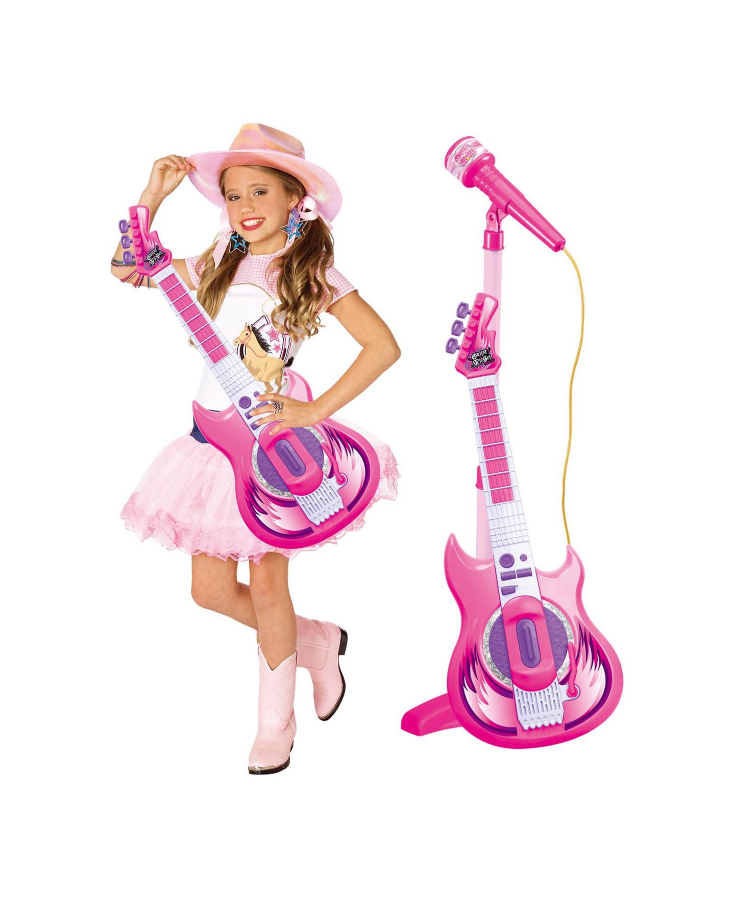 Детские игрушки Contixo Adjustable Stand 3-Piece Guitar and Microphone Set, Ages 3+ — фото 2
