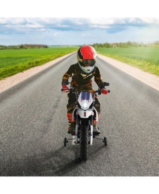 Aprilia Licensed Kids Ride On Motorcycle with 2 Training Wheels-White