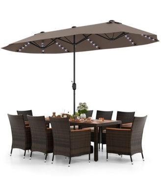 11 PCS Patio Dining Set with 15ft Double-Sided Patio Umbrella (Base Included)