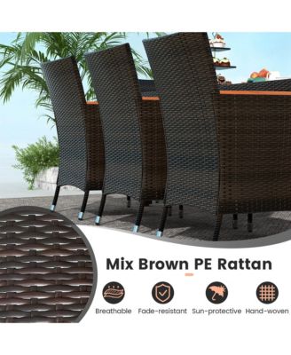 11 PCS Patio Dining Set with 15ft Double-Sided Patio Umbrella (Base Included)