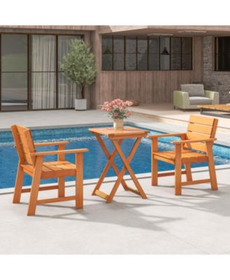 20 Inch Hardwood Patio Folding Table with Slatted Tabletop