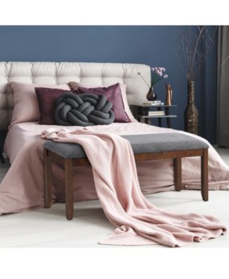 Upholstered Entryway Bench Footstool with Wood Legs