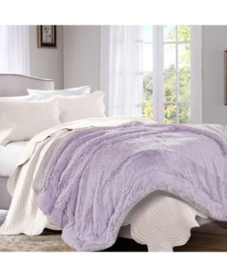 Premium Solid Faux Long Fur Throw Blanket - Soft, Fuzzy Throw Blanket - For Bed or Couch - 60" x 70" - Aubergine