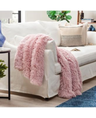 Premium Solid Faux Long Fur Throw Blanket - Soft, Fuzzy Throw Blanket - For Bed or Couch - 60" x 70" - Aubergine